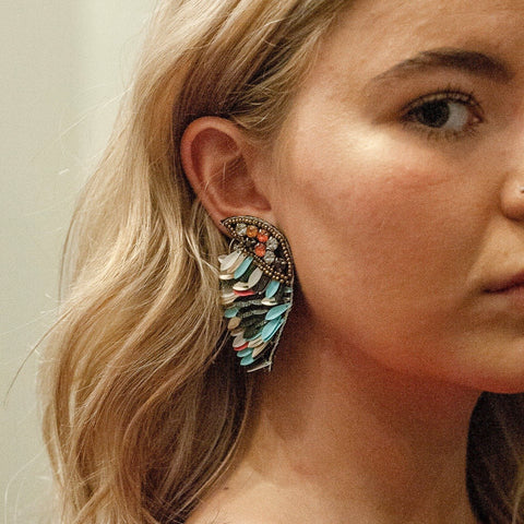 Feather Sequin Earrings