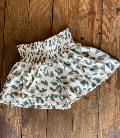 Cheetah print smocked waist shorts